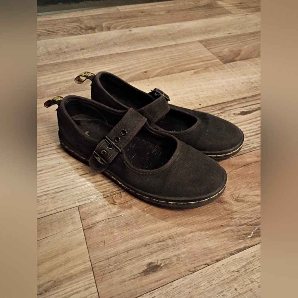 Dr. Martens Black Canvas Mary Jane Shoes